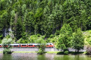 Foto: Eisenbahn vor Wald